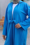 Deniz Mavisi Kimono İkili Bağlama Detaylı Takım