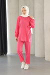 Fuşya İkili Bağlama Detaylı Tesettür Takım