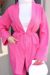 Fuşya Kimono İkili Cep Detaylı Tesettür Takım