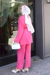 Fuşya Kimono İkili Cep Detaylı Tesettür Takım