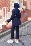 Lacivert Kimono İkili Cep Detaylı Tesettür Takım