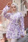 Lila Etnik Desen Kimono