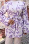 Lila Etnik Desen Kimono