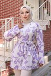 Lila Etnik Desen Kimono