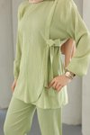 Mint Yeşili İkili Bağlama Detaylı Tesettür Takım