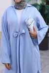 Pastel Mavisi Kimono Bağlama Detaylı İkili Takım