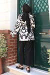 Siyah Etnik Desen Kimono
