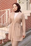 Vizon İkili Kimono Cep Detaylı Tesettür Takım