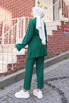 Yeşil Kimono İkili Cep Detaylı Tesettür Takım