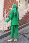 Zümrüt Kimono İkili Cep Detaylı Tesettür Takım