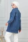 Açık Mavi Kot Düğmeli Ceket