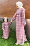 Gül Kurusu Anne Dantelli Tesettür Elbise