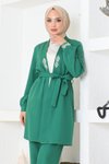 İkili Zümrüt Taş Detaylı Tesettür Takım