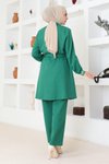 İkili Zümrüt Taş Detaylı Tesettür Takım