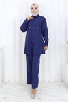 İndigo İkili Minimal Taşlı Tesettür Takım