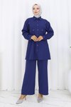 İndigo İkili Minimal Taşlı Tesettür Takım