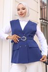 İndigo İkili Yelekli V Yaka Tesettür Takım