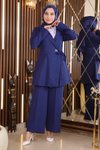 İndigo Kuşak Detaylı İkili Tesettür Takım