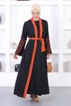 Kiremit Abaya Dantel Detaylı Ferace