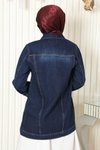Koyu Mavi Düğmeli Kot Ceket
