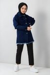 Lacivert Kot Püskül Detaylı Ceket