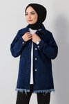 Lacivert Kot Püskül Detaylı Ceket