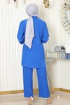 Mavi İkili Taş Detaylı Tesettür Takım