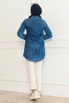 Mavi Kot Düğme Detaylı Tesettür Tunik