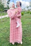 Pembe Dantelli Anne Tesettür Elbise