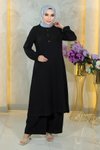 Siyah İkili Düğmeli Tesettür Takım