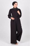 Siyah İnci Detaylı Elbise Tesettür Tulum