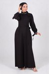 Siyah İnci Detaylı Elbise Tesettür Tulum
