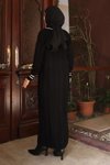 Siyah Triko Düğme Detaylı Tesettür Elbise