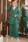 Zümrüt İkili Kuşak Detaylı Tesettür Takım