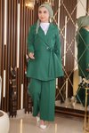 Zümrüt İkili Kuşak Detaylı Tesettür Takım