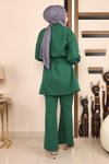 Zümrüt İkili Yırtmaçlı Tesettür Takım