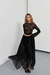 Siyah Asimetrik Kesim Dantel Detay Tesettür Etek
