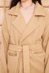 Camel Oversize Salaş Kuşaklı Ceket Yaka Tesettür Kaban