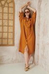 Hardal Yarasa Keten Karışımlı Gömlek Tunik
