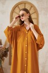 Hardal Yarasa Keten Karışımlı Gömlek Tunik