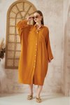 Hardal Yarasa Keten Karışımlı Gömlek Tunik