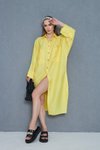 Sarı Yarasa Kol Keten Karışımlı Tesettür Tunik