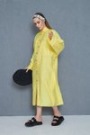 Sarı Yarasa Kol Keten Karışımlı Tesettür Tunik