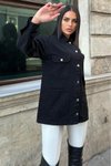 Siyah Oversize Gabardin Tesettür Ceket