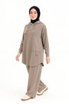 Bej Oversize Kapişonlu Tesettür Takım