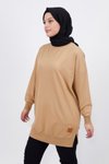 Camel Basic İki İplik Kumaş Sweatshirt Tesettür Tunik