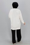 Ekru Taş Detaylı İp Kumaş Sweatshirt Tunik