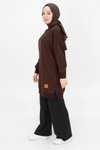 Kahverengi İki İp Kumaş Basic Sweatshirt Tunik