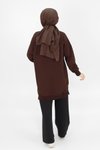 Kahverengi İki İp Kumaş Basic Sweatshirt Tunik