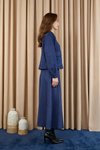 Lacivert Süet Kumaş Etekli Düğmeli Takım